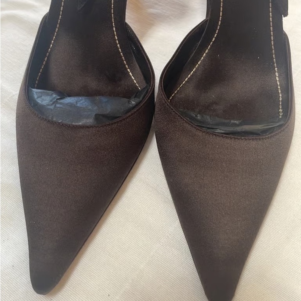 Rene Caovilla Black and Brown Heels with Leopard Bow - Picture 5 of 11